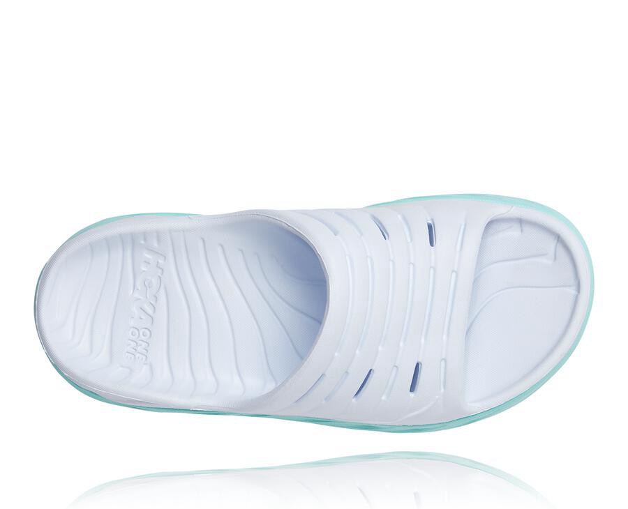 Hoka Australia One One ORA Recovery - Womens Slide White/Blue - MUKXI-9170